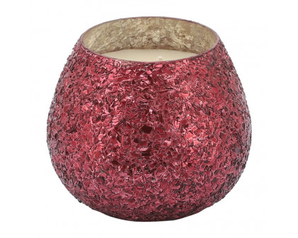 Sagebrook 5" 17 Oz Frasier Fir Crackled Glass Candle - Red