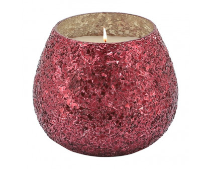 Sagebrook 5" 17 Oz Frasier Fir Crackled Glass Candle - Red