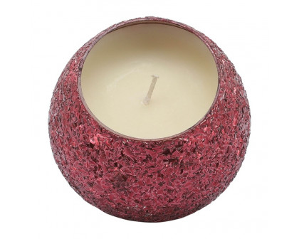 Sagebrook 5" 17 Oz Frasier Fir Crackled Glass Candle - Red