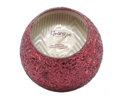 Sagebrook 5" 17 Oz Frasier Fir Crackled Glass Candle - Red