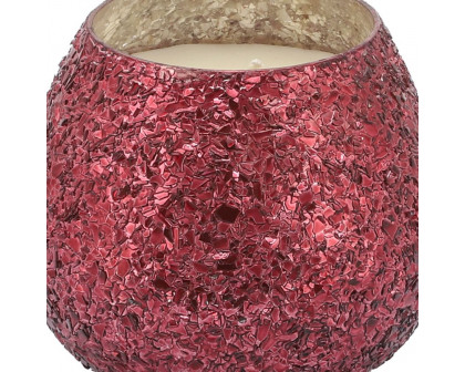 Sagebrook 5" 17 Oz Frasier Fir Crackled Glass Candle - Red