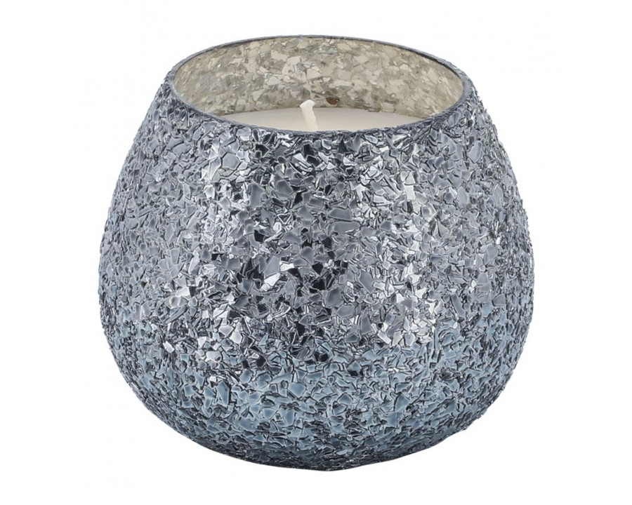 Sagebrook 5" 17 Oz Santal Vanilla Crackled Glass Candle - Gray