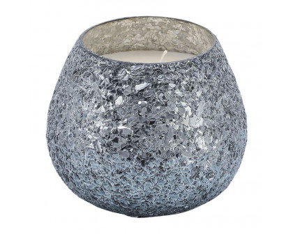 Sagebrook 5" 17 Oz Santal Vanilla Crackled Glass Candle - Gray