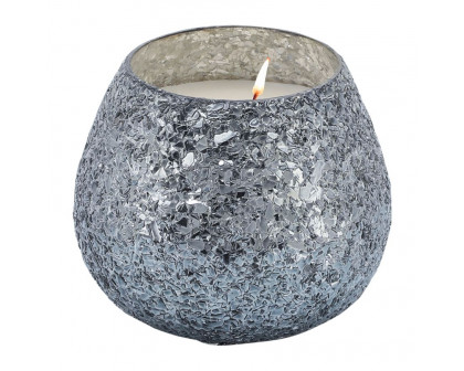 Sagebrook 5" 17 Oz Santal Vanilla Crackled Glass Candle - Gray