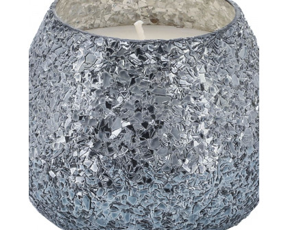 Sagebrook 5" 17 Oz Santal Vanilla Crackled Glass Candle - Gray