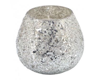 Sagebrook 5" 17 Oz Casa Pacifica Crackled Glass Candle - Silver