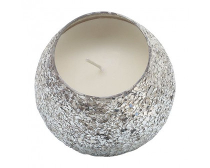 Sagebrook 5" 17 Oz Casa Pacifica Crackled Glass Candle - Silver