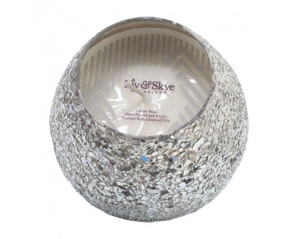 Sagebrook 5" 17 Oz Casa Pacifica Crackled Glass Candle - Silver