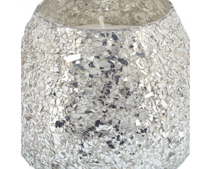 Sagebrook 5" 17 Oz Casa Pacifica Crackled Glass Candle - Silver