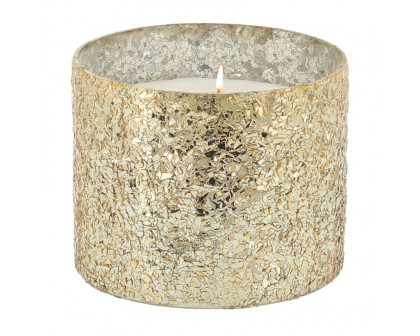 Sagebrook 5" 26 Oz Spiced Pear Crackled Glass Candle - Gold