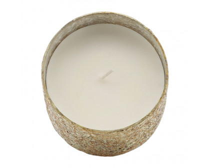 Sagebrook 5" 26 Oz Spiced Pear Crackled Glass Candle - Gold