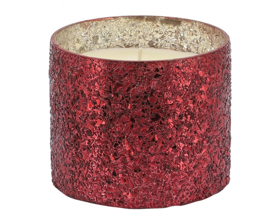 Sagebrook 5" 26 Oz Frasier Fir Crackled Glass Candle - Red