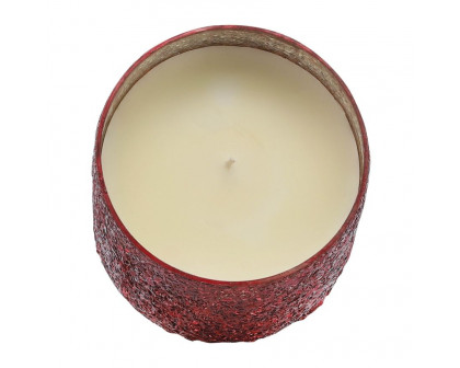 Sagebrook 5" 26 Oz Frasier Fir Crackled Glass Candle - Red