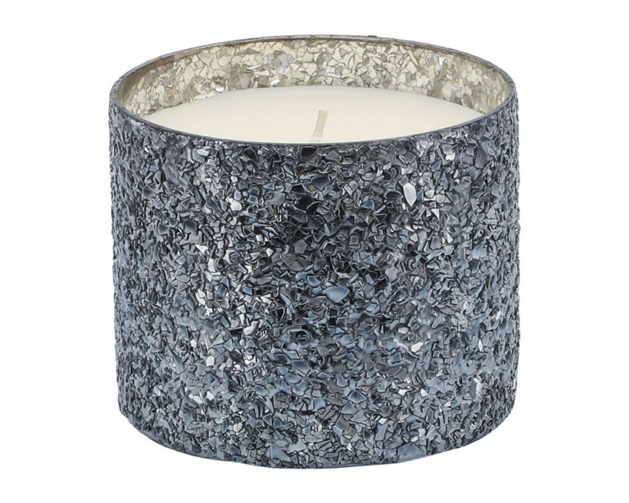 Sagebrook 5" 26 Oz Santal Vanilla Crackled Glass Candle - Gray