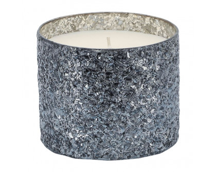 Sagebrook 5" 26 Oz Santal Vanilla Crackled Glass Candle - Gray