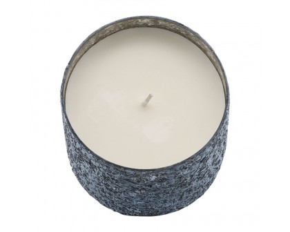 Sagebrook 5" 26 Oz Santal Vanilla Crackled Glass Candle - Gray