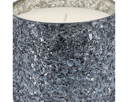 Sagebrook 5" 26 Oz Santal Vanilla Crackled Glass Candle - Gray