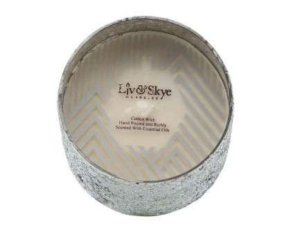 Sagebrook 5" 26 Oz Casa Pacifica Crackled Glass Candle - Silver