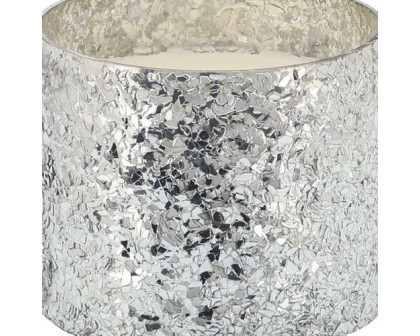 Sagebrook 5" 26 Oz Casa Pacifica Crackled Glass Candle - Silver