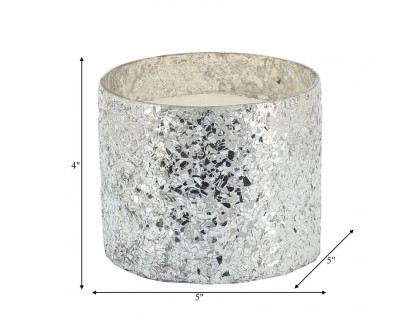 Sagebrook 5" 26 Oz Casa Pacifica Crackled Glass Candle - Silver