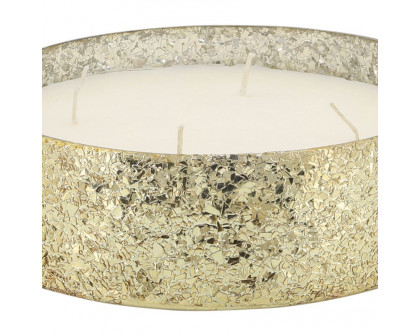 Sagebrook 9" 49 Oz Spiced Pear Crackled Glass Candle - Gold