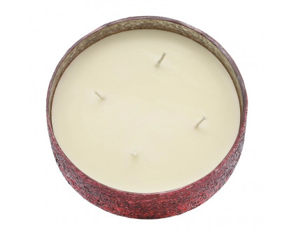 Sagebrook 9" 49 Oz Frasier Fir Crackled Glass Candle - Red