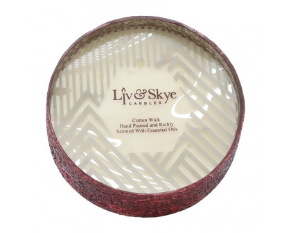 Sagebrook 9" 49 Oz Frasier Fir Crackled Glass Candle - Red