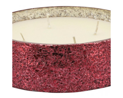 Sagebrook 9" 49 Oz Frasier Fir Crackled Glass Candle - Red