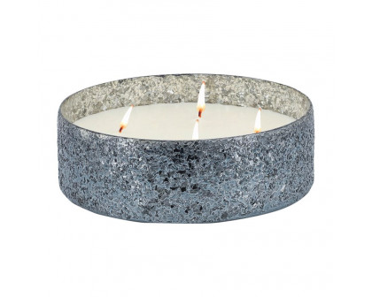 Sagebrook 9" 49 Oz Santal Vanilla Crackled Glass Candle - Gray