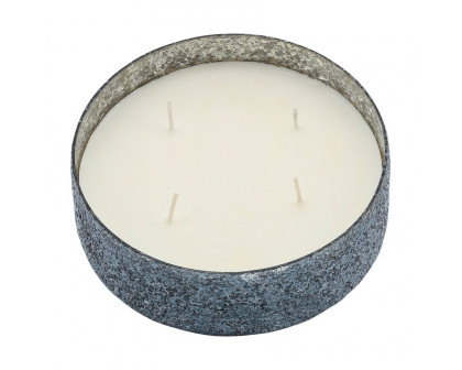 Sagebrook 9" 49 Oz Santal Vanilla Crackled Glass Candle - Gray