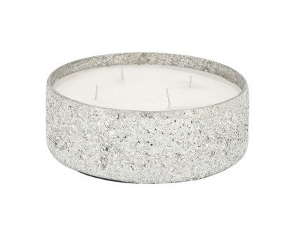 Sagebrook 9" 49 Oz Casa Pacifica Crackled Glass Candle - Silver