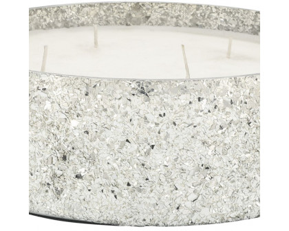 Sagebrook 9" 49 Oz Casa Pacifica Crackled Glass Candle - Silver