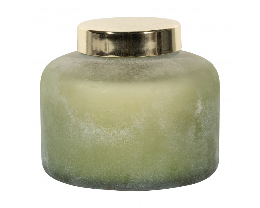 Sagebrook - 5" 22 Oz Lavender Flower Frosted Lid Candle in Sage Green