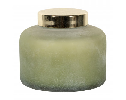 Sagebrook - 5" 22 Oz Lavender Flower Frosted Lid Candle in Sage Green