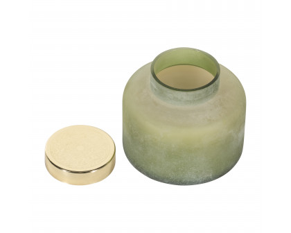 Sagebrook - 5" 22 Oz Lavender Flower Frosted Lid Candle in Sage Green