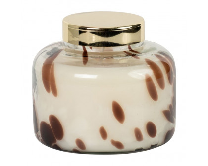 Sagebrook - 5" 22 Oz Cinnamon Speckle Glass Lid Candle in Brown