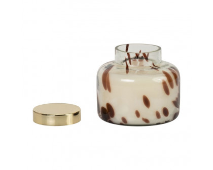 Sagebrook - 5" 22 Oz Cinnamon Speckle Glass Lid Candle in Brown