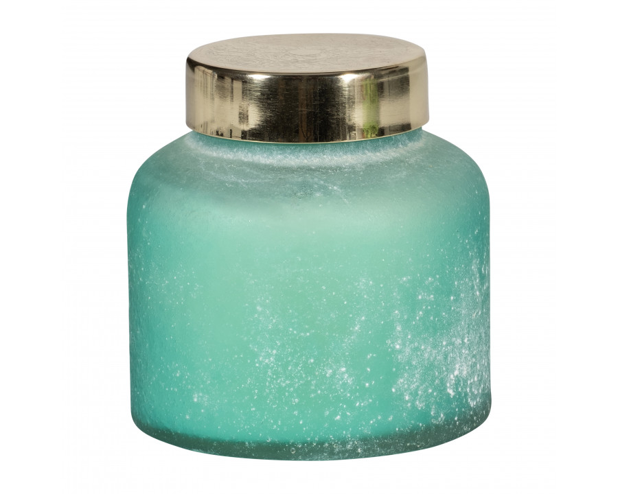 Sagebrook - 3" 10 Oz Cool Waters Frosted Lid Candle in Seafoam