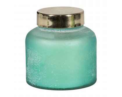 Sagebrook - 3" 10 Oz Cool Waters Frosted Lid Candle in Seafoam