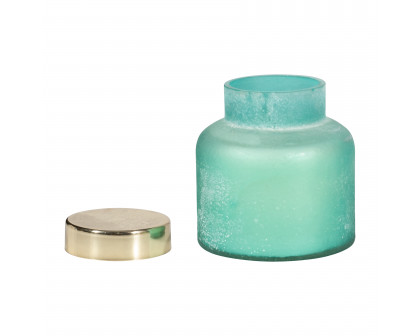 Sagebrook - 3" 10 Oz Cool Waters Frosted Lid Candle in Seafoam