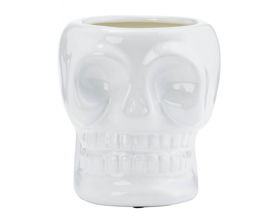 Sagebrook - 5" 14 Oz Skull Scented Ceramic Candle in White