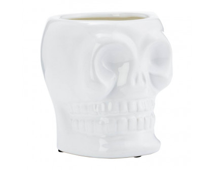 Sagebrook - 5" 14 Oz Skull Scented Ceramic Candle in White