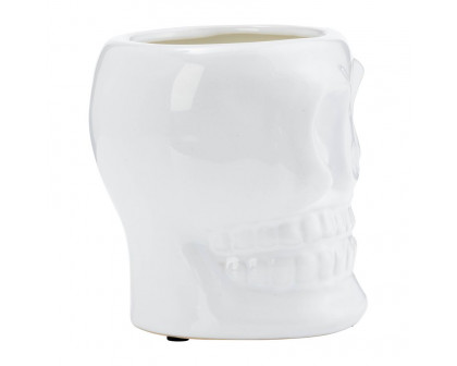 Sagebrook - 5" 14 Oz Skull Scented Ceramic Candle in White