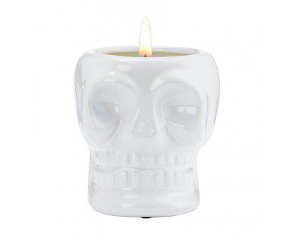 Sagebrook - 5" 14 Oz Skull Scented Ceramic Candle in White