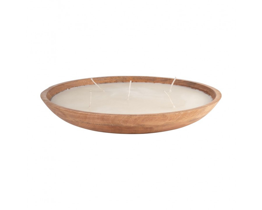 Sagebrook - 14" 56 Oz Vanilla Round Wood Bowl Candle in Natural