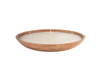 Sagebrook - 14" 56 Oz Vanilla Round Wood Bowl Candle in Natural