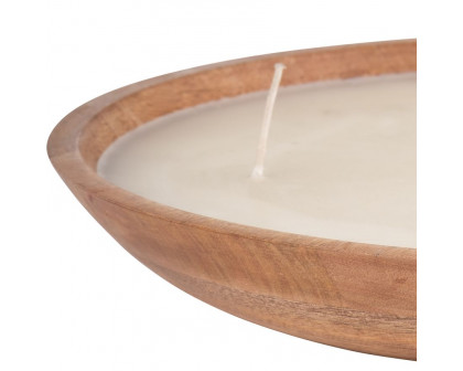 Sagebrook - 14" 56 Oz Vanilla Round Wood Bowl Candle in Natural