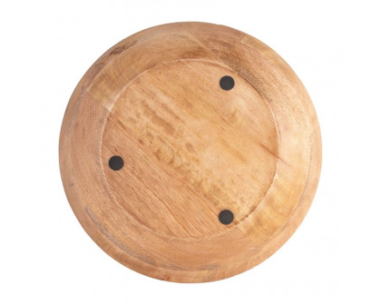 Sagebrook - 14" 56 Oz Vanilla Round Wood Bowl Candle in Natural