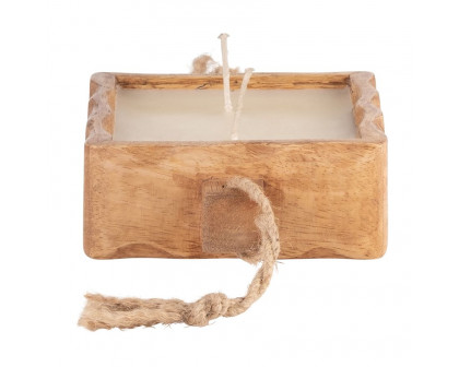 Sagebrook 8" 10 Oz Vanilla Wood Tray Candle - Natural