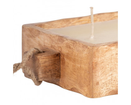 Sagebrook 8" 10 Oz Vanilla Wood Tray Candle - Natural